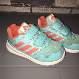 Adidas Teal & Coral Preschool Girls Shoes Sz 8K